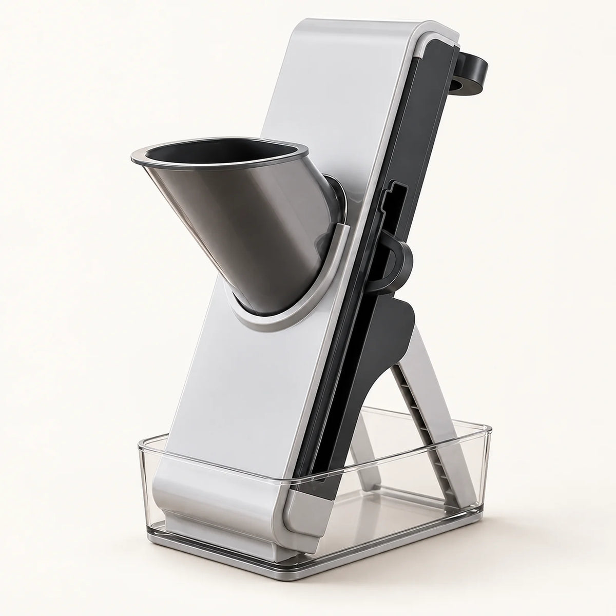 4-in-1 Mandoline Slicer with Safety Guard on a warm off-white background with a soft natural shadow.