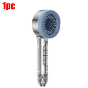 Essentials House Silver 1pc 4 Modes Self-cleaning Shower Head with Silicone Brush One-Key Stop Water Massage High Pressure