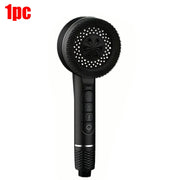 Essentials House Black 1pc 4 Modes Self-cleaning Shower Head with Silicone Brush One-Key Stop Water Massage High Pressure ABS