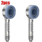 Essentials House Silver 2pcs 4 Modes Self-cleaning Shower Head with Silicone Brush One-Key Stop Water Massage High Pressure