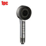 Essentials House Gray 1pc 4 Modes Self-cleaning Shower Head with Silicone Brush One-Key Stop Water Massage High Pressure ABS