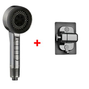 Essentials House Gray Base Set 4 Modes Self-cleaning Shower Head with Silicone Brush One-Key Stop Water Massage High Pressure