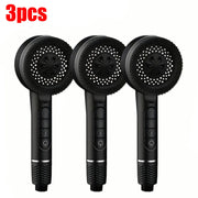 Essentials House Black 3pcs 4 Modes Self-cleaning Shower Head with Silicone Brush One-Key Stop Water Massage High Pressure