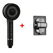 Essentials House Black Base Set 4 Modes Self-cleaning Shower Head with Silicone Brush One-Key Stop Water Massage High