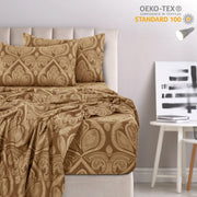 Essentials House Lux Decor 4-Piece Paisley Bed Sheet Set – Soft Brushed Microfiber Sheets with 16" Deep Pockets –