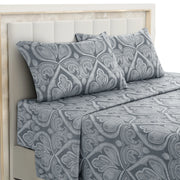 Essentials House Grey / Bed Sheet Set / Full| Lux Decor 4-Piece Paisley Bed Sheet Set – Soft Brushed Microfiber Sheets