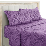 Essentials House Purple / Bed Sheet Set / Queen| Lux Decor 4-Piece Paisley Bed Sheet Set – Soft Brushed Microfiber Sheets