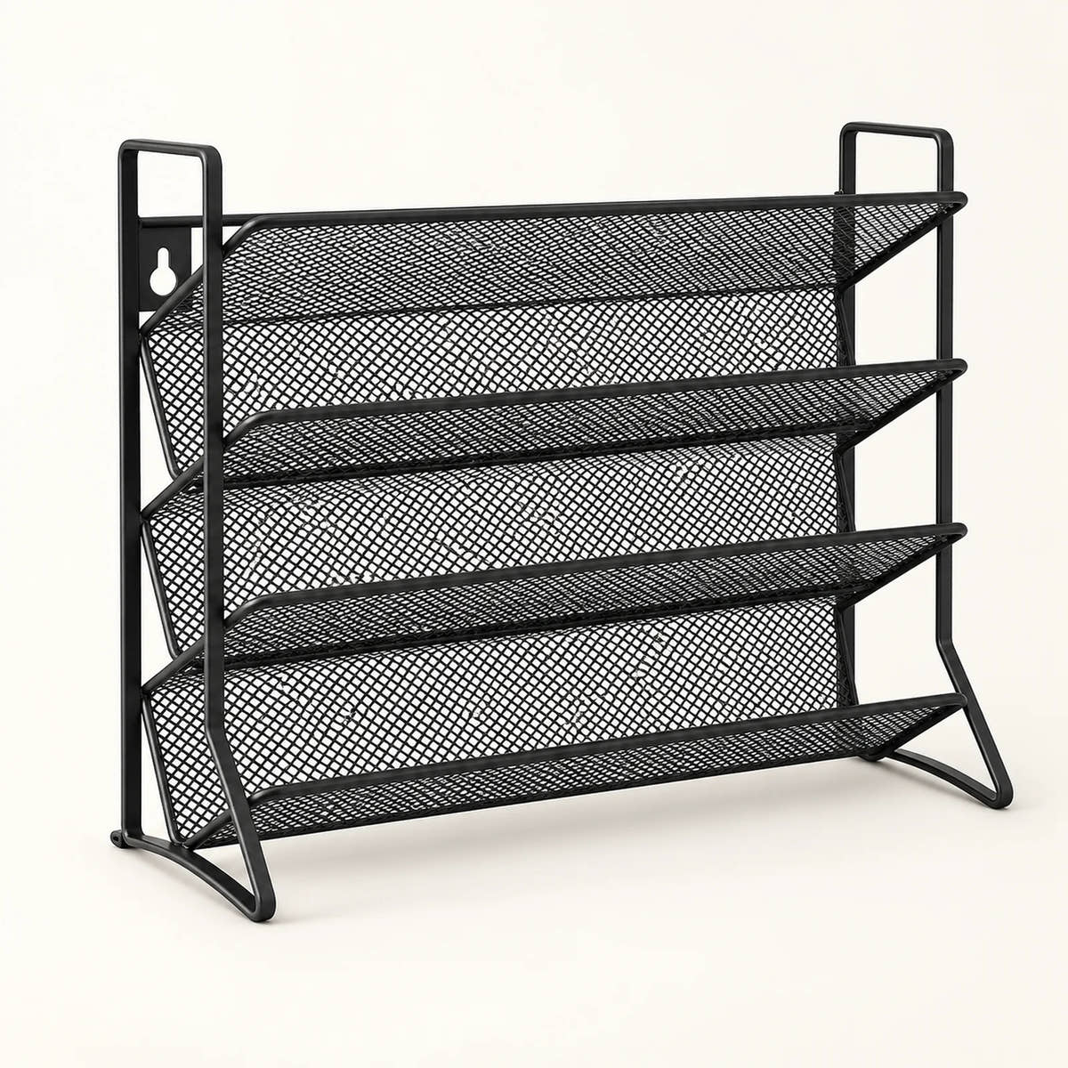 4-Tier Wall-Mount Spice Rack on a warm off-white background with a soft natural shadow.