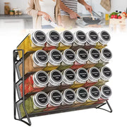 Essentials House Black 4 Tier Cupboard Storage Shelf Carbon Steel Spice Seasoning Jar Organizer Wall Mount Kitchen Spice Rack