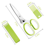 Essentials House Multifunctional 5 Layers Stainless Steel Knives Kitchen Scissors Scallion Cutter Herb Laver Spices Cook Cut