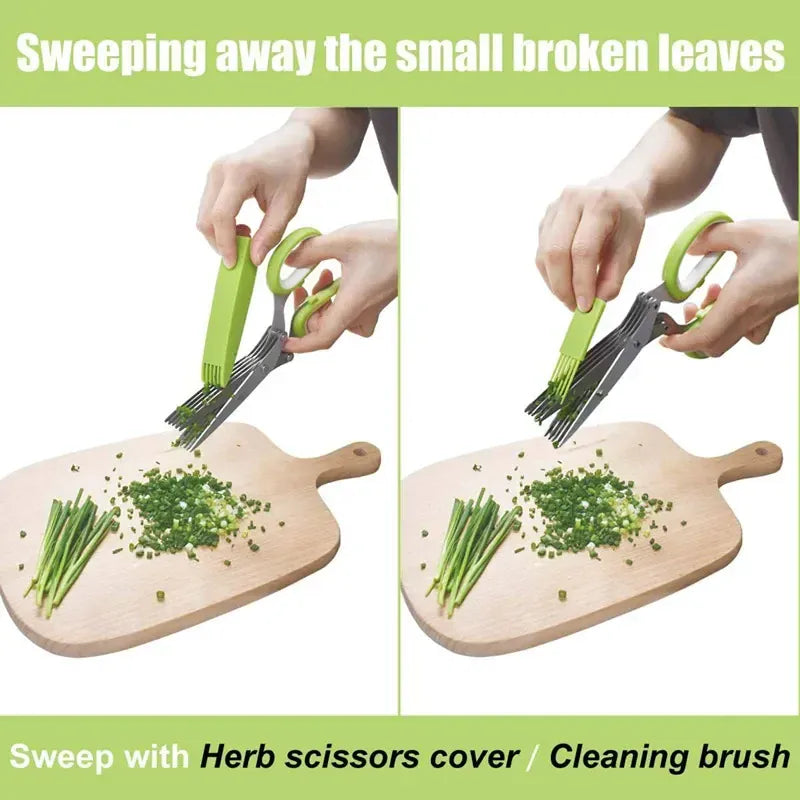 Essentials House Multifunctional 5 Layers Stainless Steel Knives Kitchen Scissors Scallion Cutter Herb Laver Spices Cook Cut