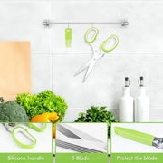 Essentials House Multifunctional 5 Layers Stainless Steel Knives Kitchen Scissors Scallion Cutter Herb Laver Spices Cook Cut