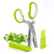 Essentials House Multifunctional 5 Layers Stainless Steel Knives Kitchen Scissors Scallion Cutter Herb Laver Spices Cook Cut