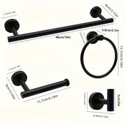 Dimensions of black five-piece bathroom hardware set