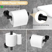 Alternate view of five-piece wall-mounted bathroom hardware set