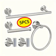 Alternate view of five-piece wall-mounted bathroom hardware set