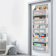 Five-shelf over-the-door organizer with anti-tilt pockets