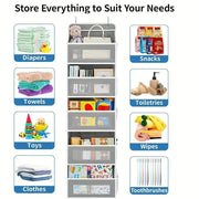 Five-shelf over-the-door organizer with anti-tilt pockets
