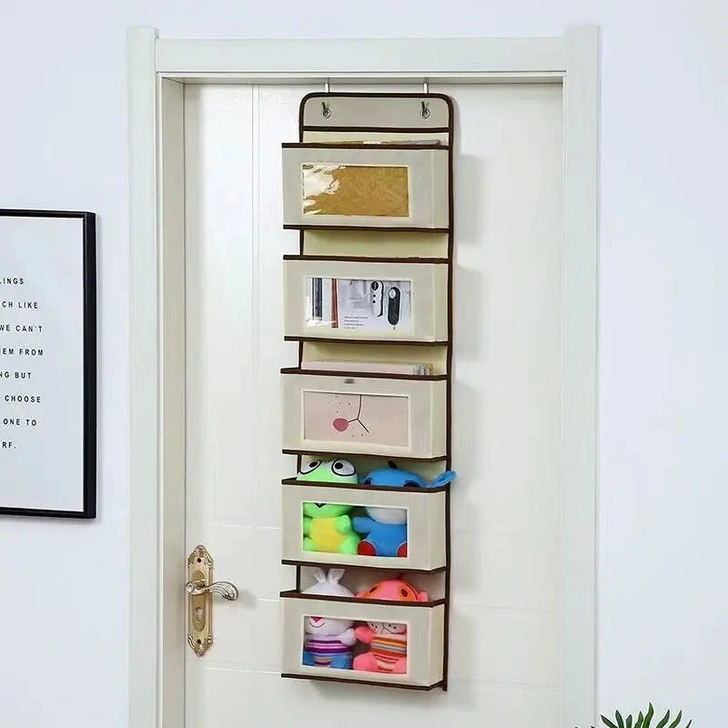 Beige original-design five-shelf over-the-door organizer