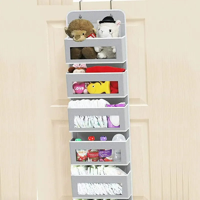 Gray original-design five-shelf over-the-door organizer