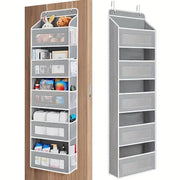Gray updated-design five-shelf over-the-door organizer