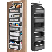 Black updated-design five-shelf over-the-door organizer