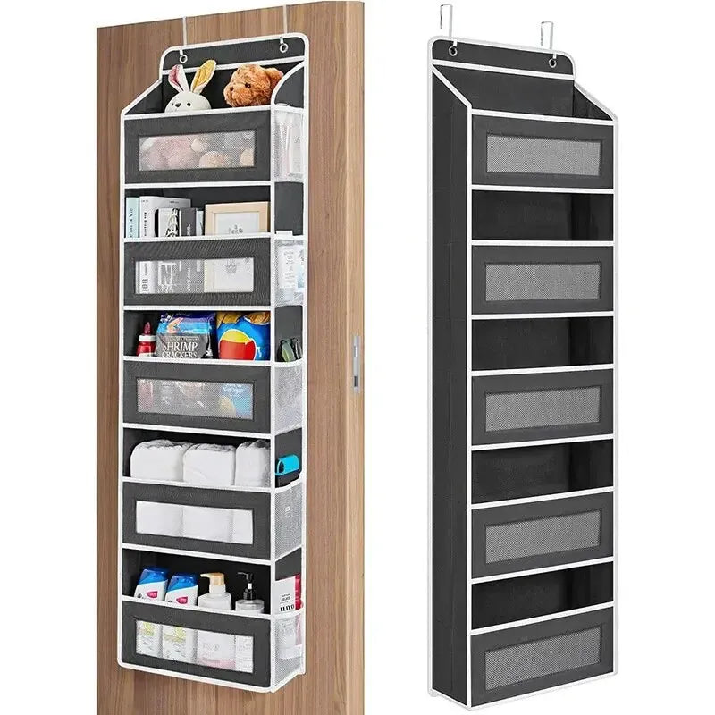 Black updated-design five-shelf over-the-door organizer