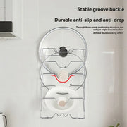 Essentials House Silver Wall Mounted Pot Lid Rack Multi-Functional Kitchen Storage Holder Perforated 5 Layers for Household