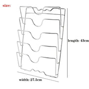 Essentials House Silver Wall Mounted Pot Lid Rack Multi-Functional Kitchen Storage Holder Perforated 5 Layers for Household