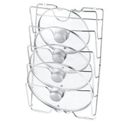 Essentials House Silver Wall Mounted Pot Lid Rack Multi-Functional Kitchen Storage Holder Perforated 5 Layers for Household
