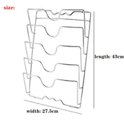 Essentials House Silver Wall Mounted Pot Lid Rack Multi-Functional Kitchen Storage Holder Perforated 5 Layers for Household