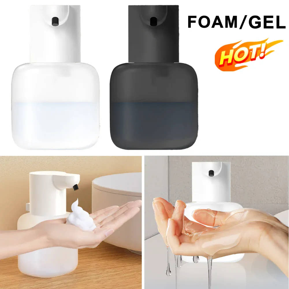 White and black 550 ml touchless dispensers for foam or gel soap