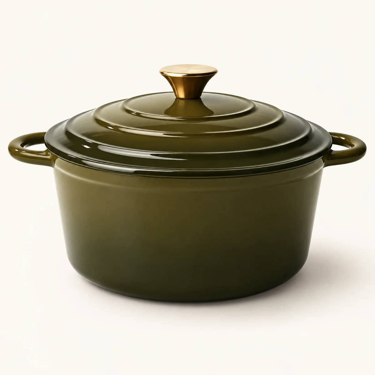 6-Quart Enameled Cast Iron Dutch Oven on a warm off-white background with a soft natural shadow.