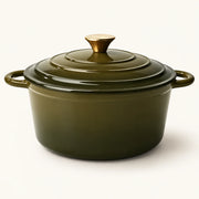 6-Quart Enameled Cast Iron Dutch Oven on a warm off-white background with a soft natural shadow.