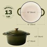 Essentials House 6 Quart Dutch Oven Pot with Lid Non Stick Enameled Cast Iron Dutch Oven for Bread Baking Heavy-Duty Oven
