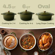 Essentials House 6 Quart Dutch Oven Pot with Lid Non Stick Enameled Cast Iron Dutch Oven for Bread Baking Heavy-Duty Oven