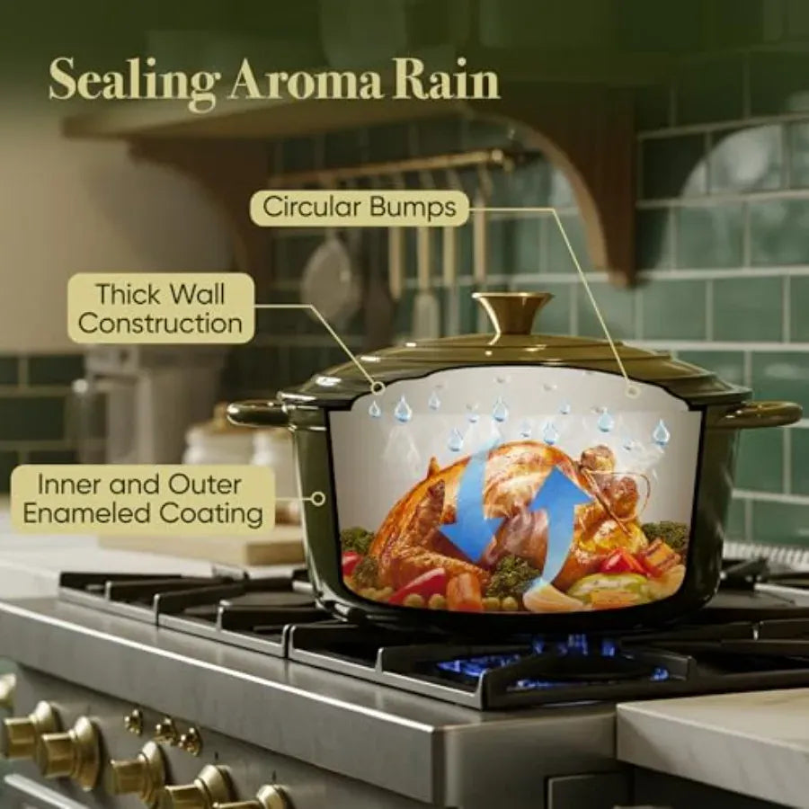Essentials House 6 Quart Dutch Oven Pot with Lid Non Stick Enameled Cast Iron Dutch Oven for Bread Baking Heavy-Duty Oven
