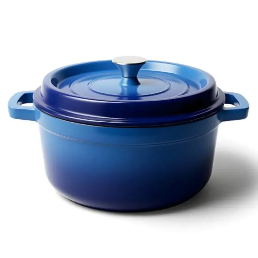 Essentials House / Dark Blue 6 Quart Dutch Oven Pot with Lid Non Stick Enameled Cast Iron Dutch Oven for Bread Baking