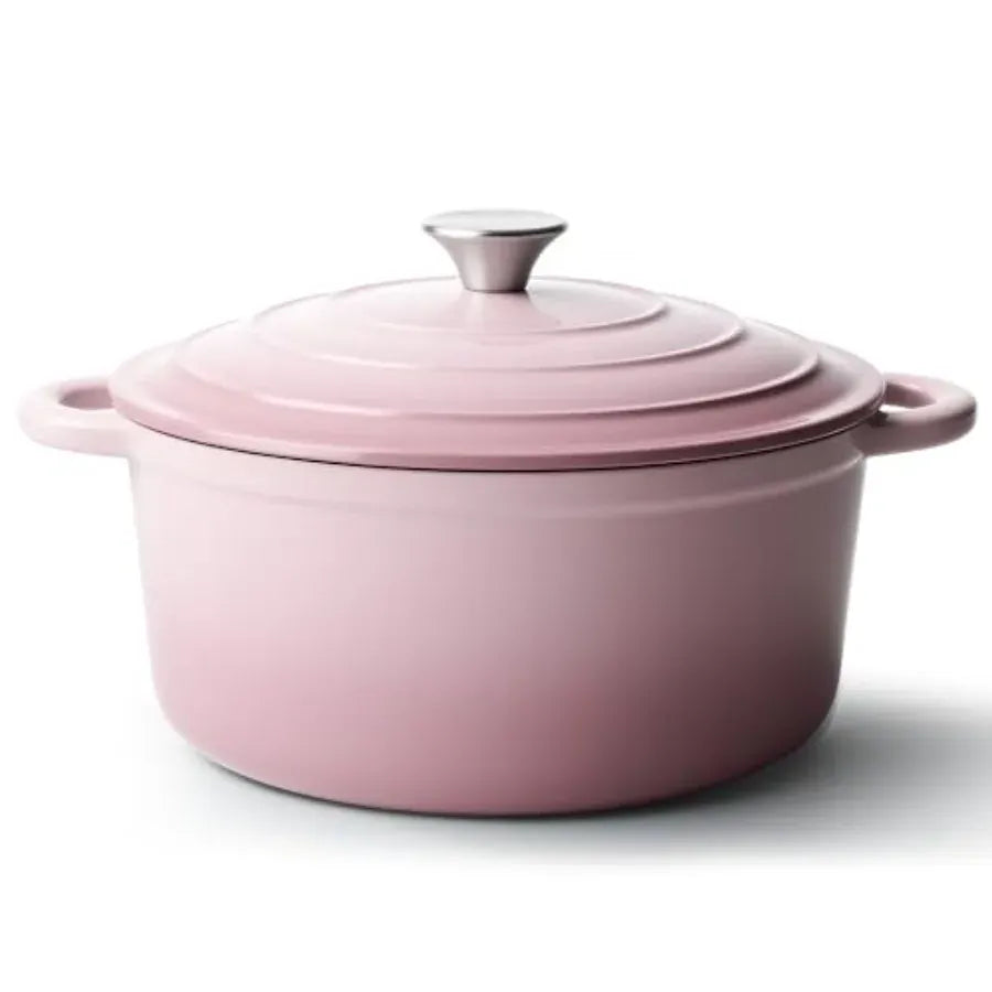 Essentials House / Pink 6 Quart Dutch Oven Pot with Lid Non Stick Enameled Cast Iron Dutch Oven for Bread Baking Heavy-Duty