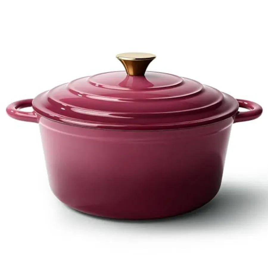 Essentials House / Rose 6 Quart Dutch Oven Pot with Lid Non Stick Enameled Cast Iron Dutch Oven for Bread Baking Heavy-Duty
