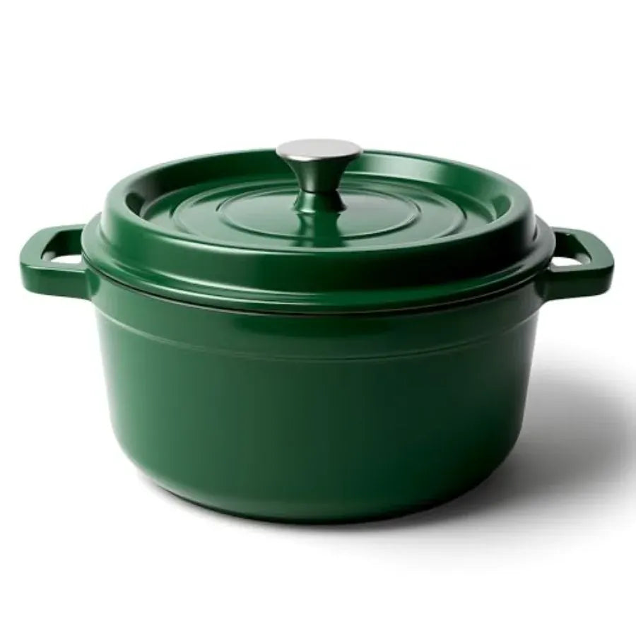 Essentials House / Green 6 Quart Dutch Oven Pot with Lid Non Stick Enameled Cast Iron Dutch Oven for Bread Baking Heavy-Duty