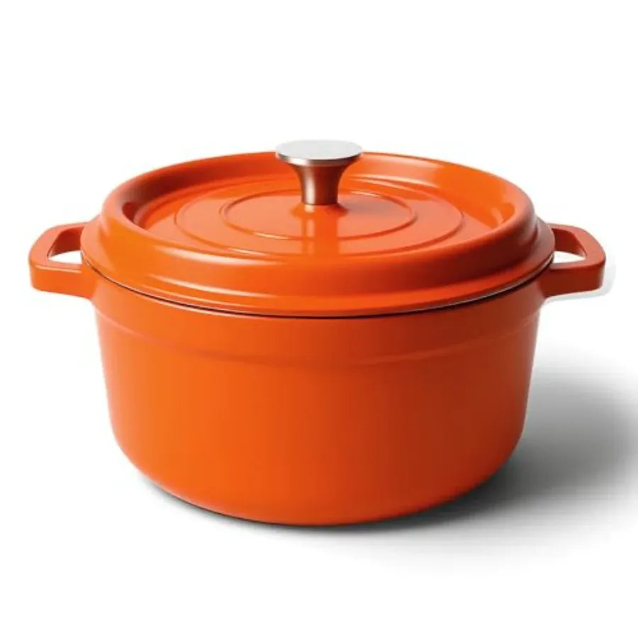 Essentials House / Orange 6 Quart Dutch Oven Pot with Lid Non Stick Enameled Cast Iron Dutch Oven for Bread Baking Heavy-Duty
