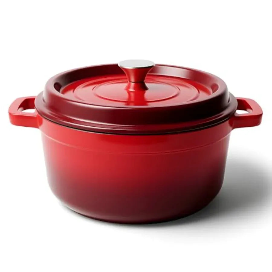 Essentials House / Red 6 Quart Dutch Oven Pot with Lid Non Stick Enameled Cast Iron Dutch Oven for Bread Baking Heavy-Duty