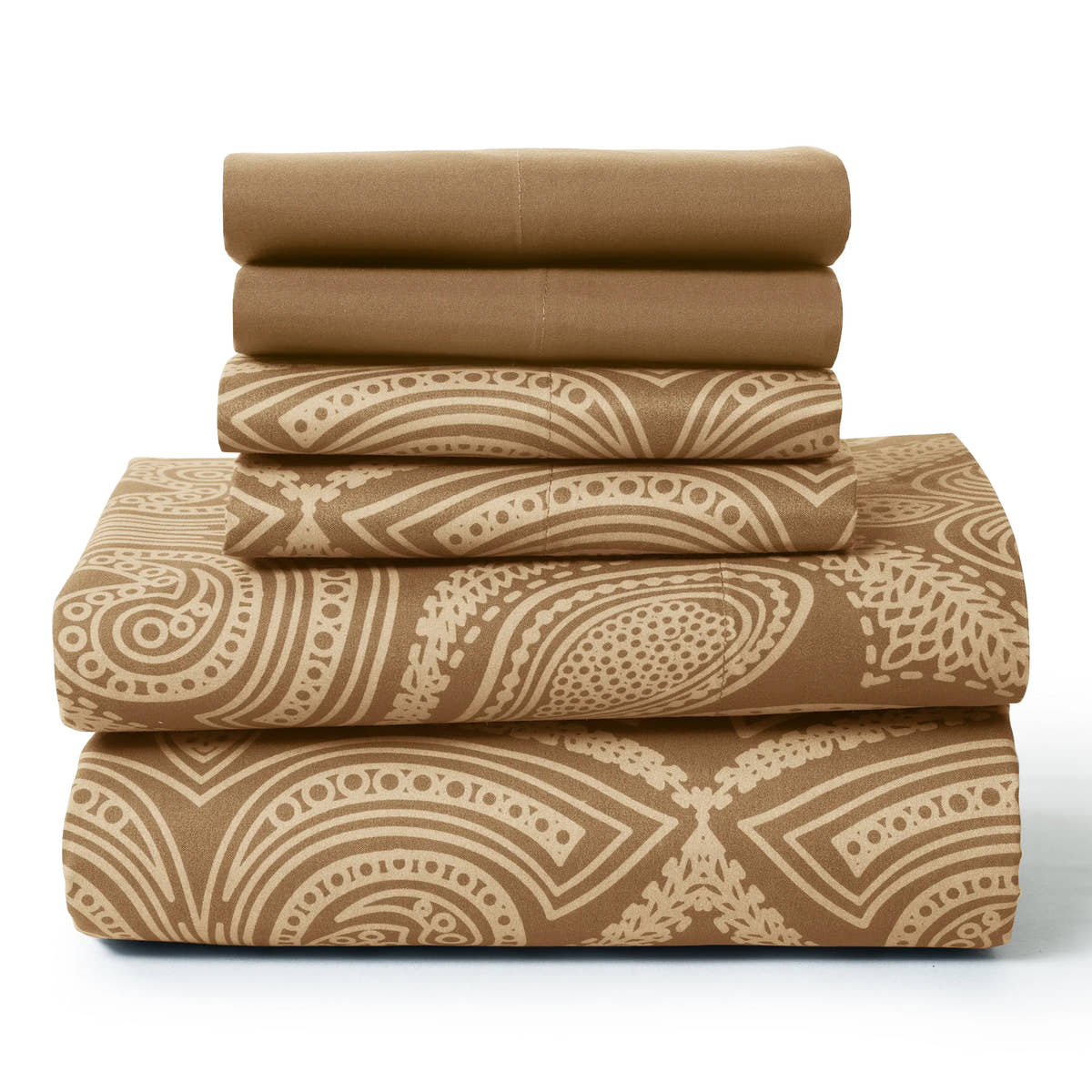 Essentials House Lux Decor 6Pc Paisley Sheet Set – Soft Microfiber, Wrinkle-Free, Luxurious Printed Bed Sheets