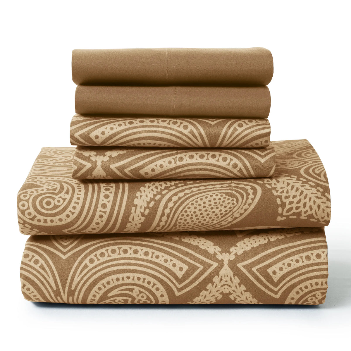 Essentials House Lux Decor 6Pc Paisley Sheet Set – Soft Microfiber, Wrinkle-Free, Luxurious Printed Bed Sheets