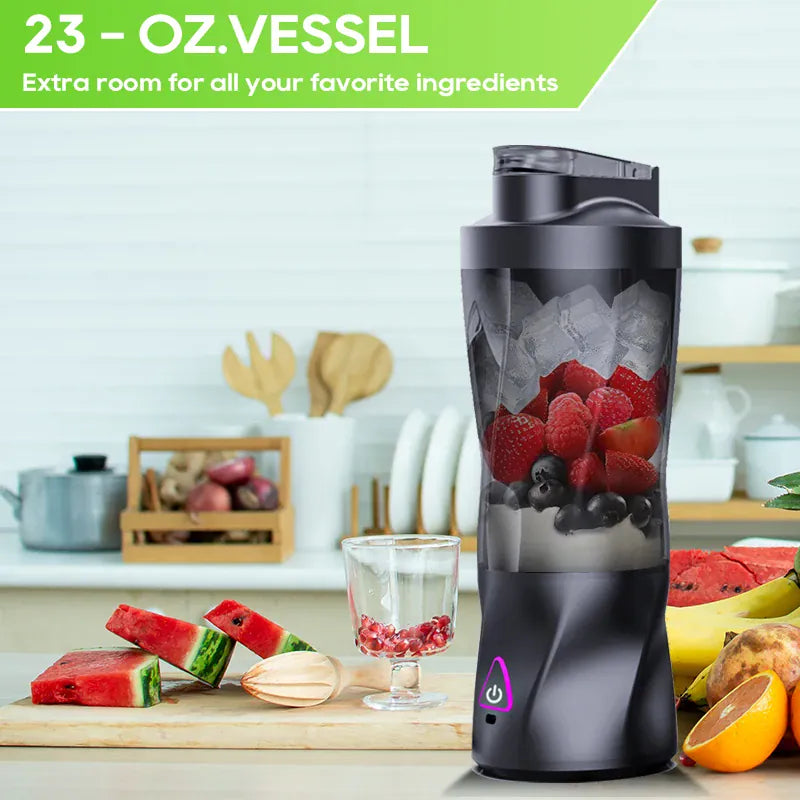 Essentials House HD-10 Black / 11.1 Electric Portable Juicer Fresh Fruit Mixer 700ML Multifunctional USB Rechargeable Shakes
