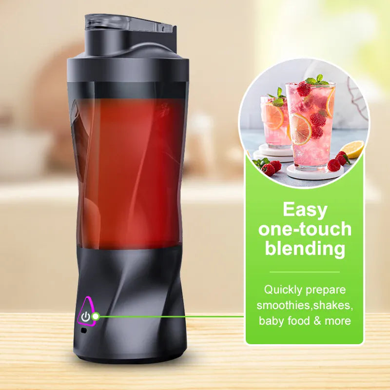 Essentials House HD-10 Black / 11.1 Electric Portable Juicer Fresh Fruit Mixer 700ML Multifunctional USB Rechargeable Shakes