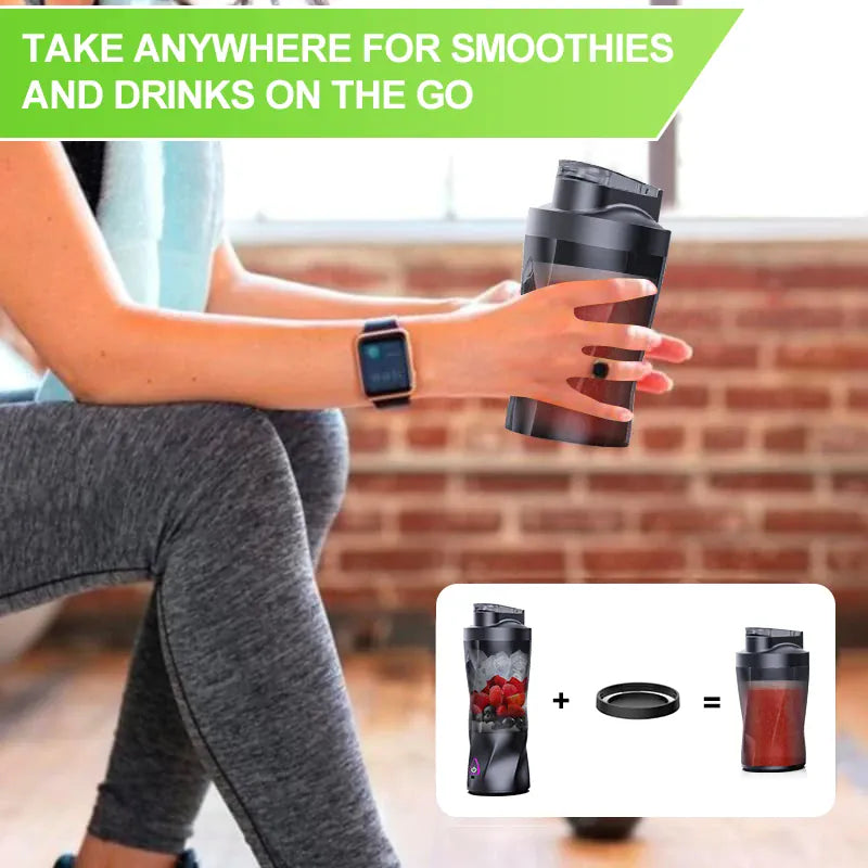 Essentials House HD-10 Black / 11.1 Electric Portable Juicer Fresh Fruit Mixer 700ML Multifunctional USB Rechargeable Shakes