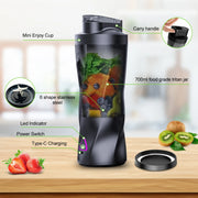 Essentials House HD-10 Black / 11.1 Electric Portable Juicer Fresh Fruit Mixer 700ML Multifunctional USB Rechargeable Shakes