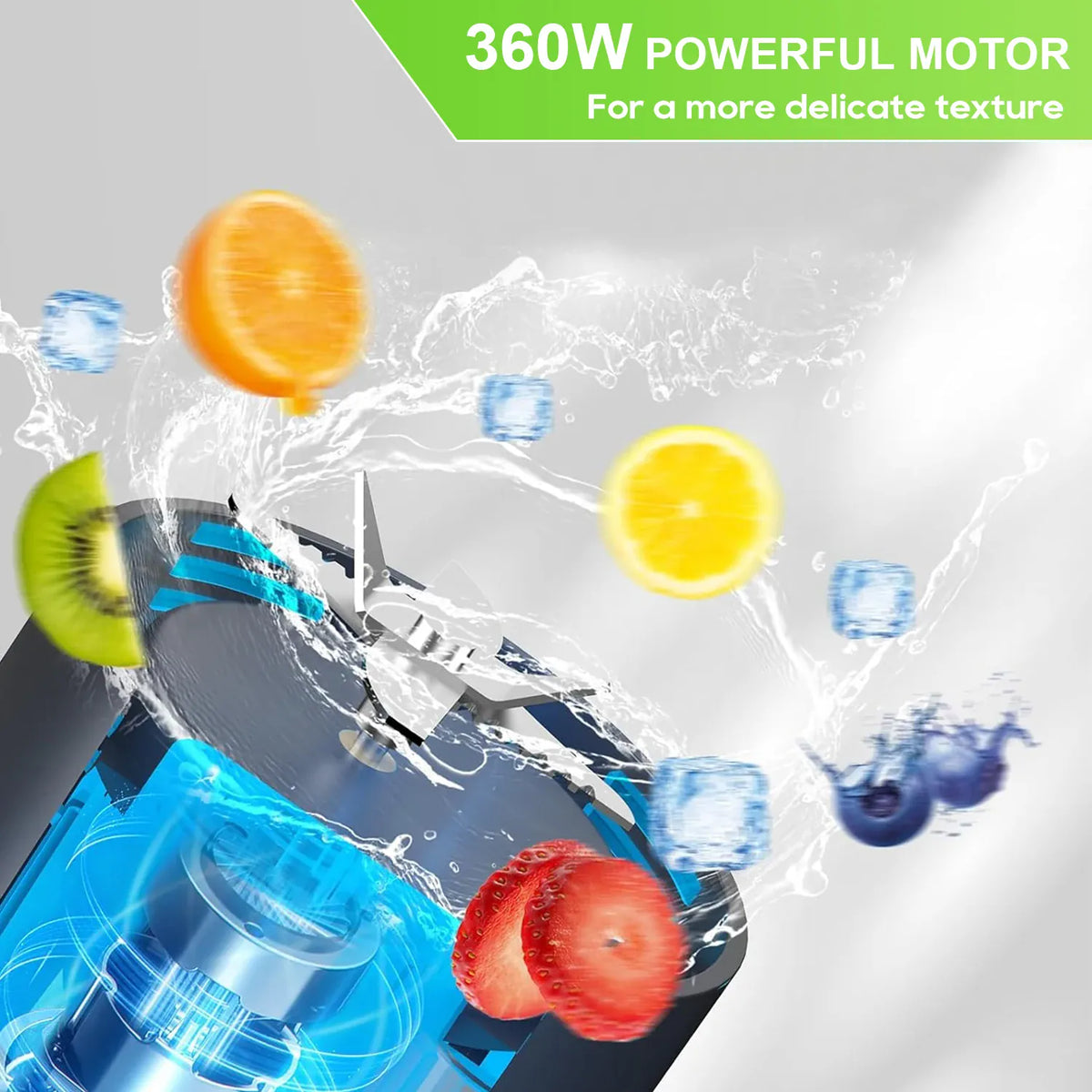 Essentials House HD-10 Black / 11.1 Electric Portable Juicer Fresh Fruit Mixer 700ML Multifunctional USB Rechargeable Shakes